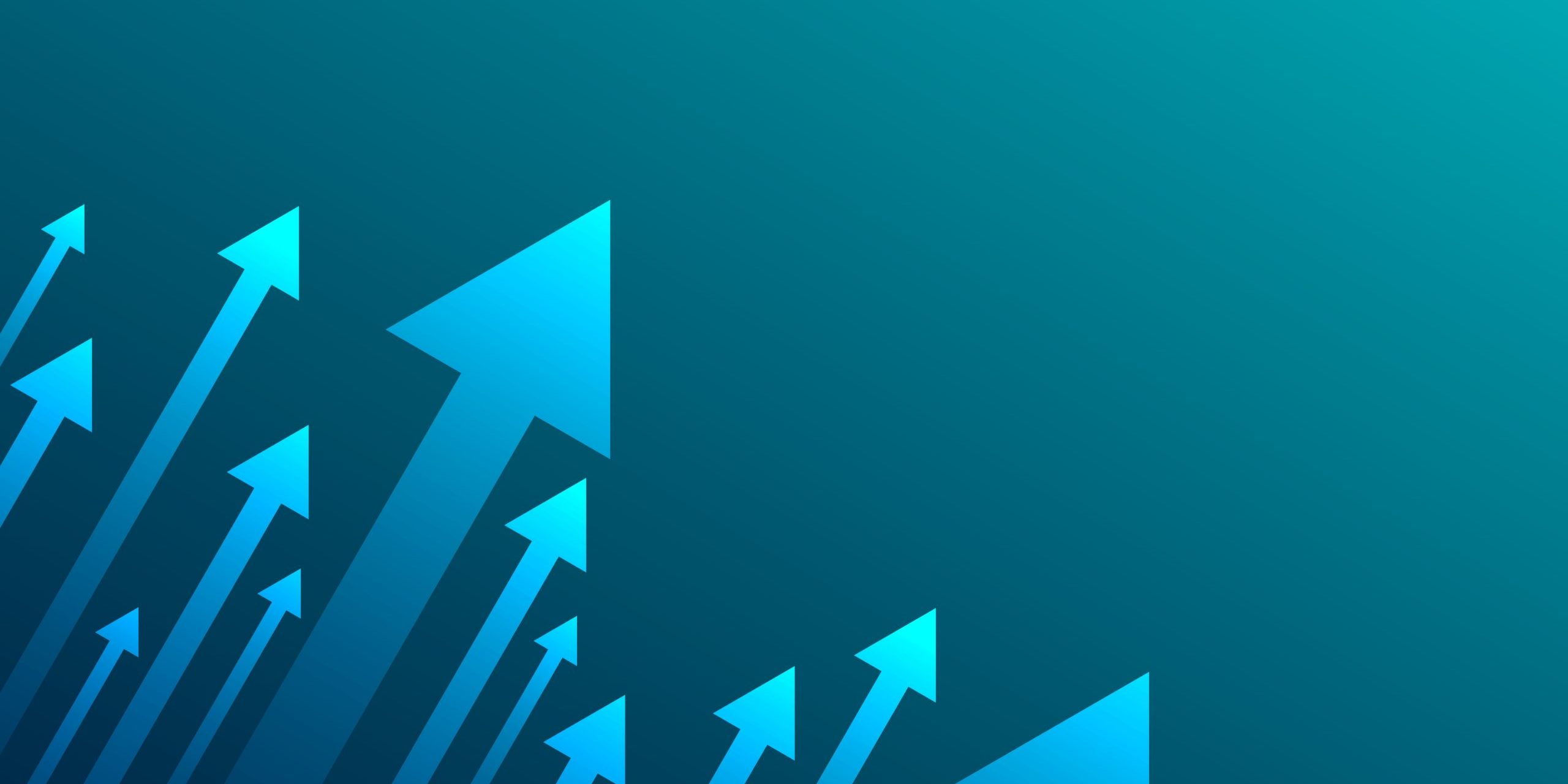 Up arrows on blue background.