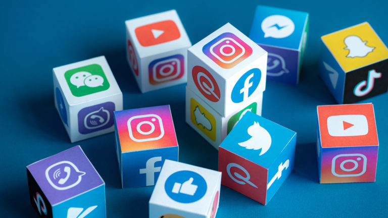 Social Media Apps Logotypes Printed on a Cubes